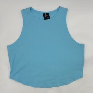 Naked Wardrobe Waffle Knit Tank Top in Blue